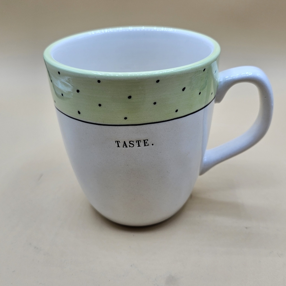 Rae Dunn TASTE. Green Polka Dot Lg, MUG